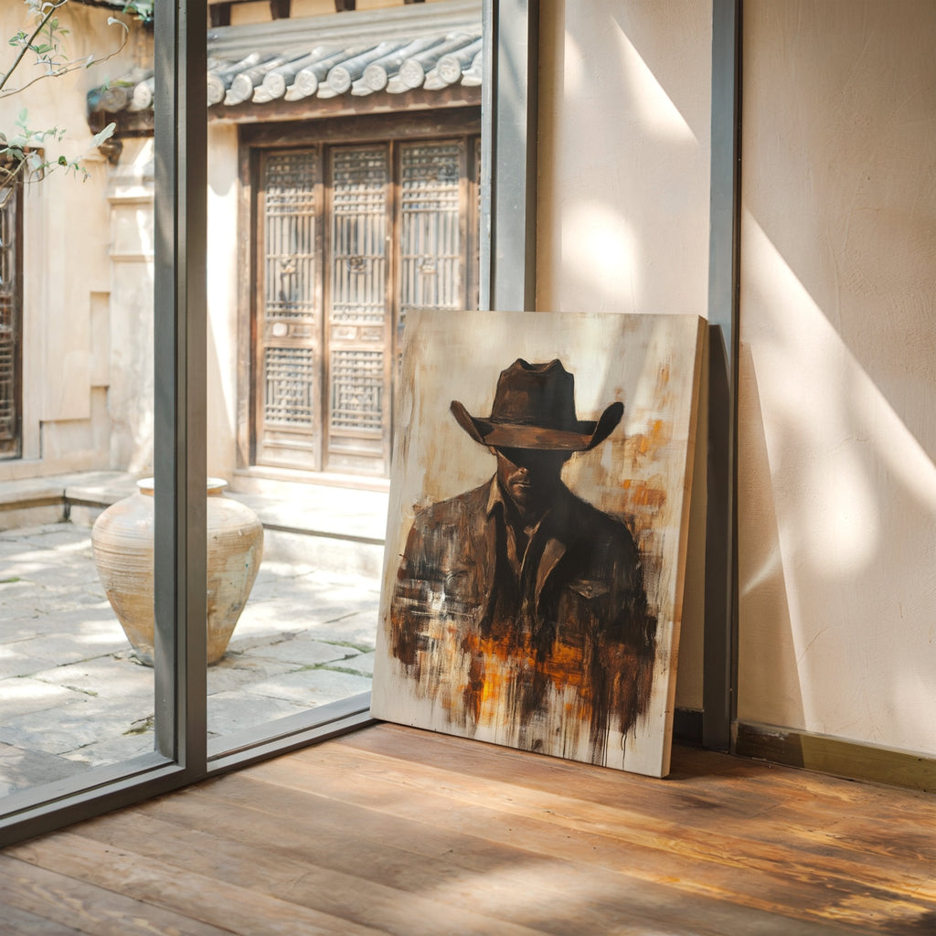 Lone Cowboy in Shadow and Flame - Quarter Circle AK Boutique