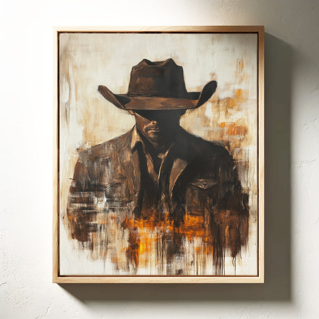 Lone Cowboy in Shadow and Flame - Quarter Circle AK Boutique