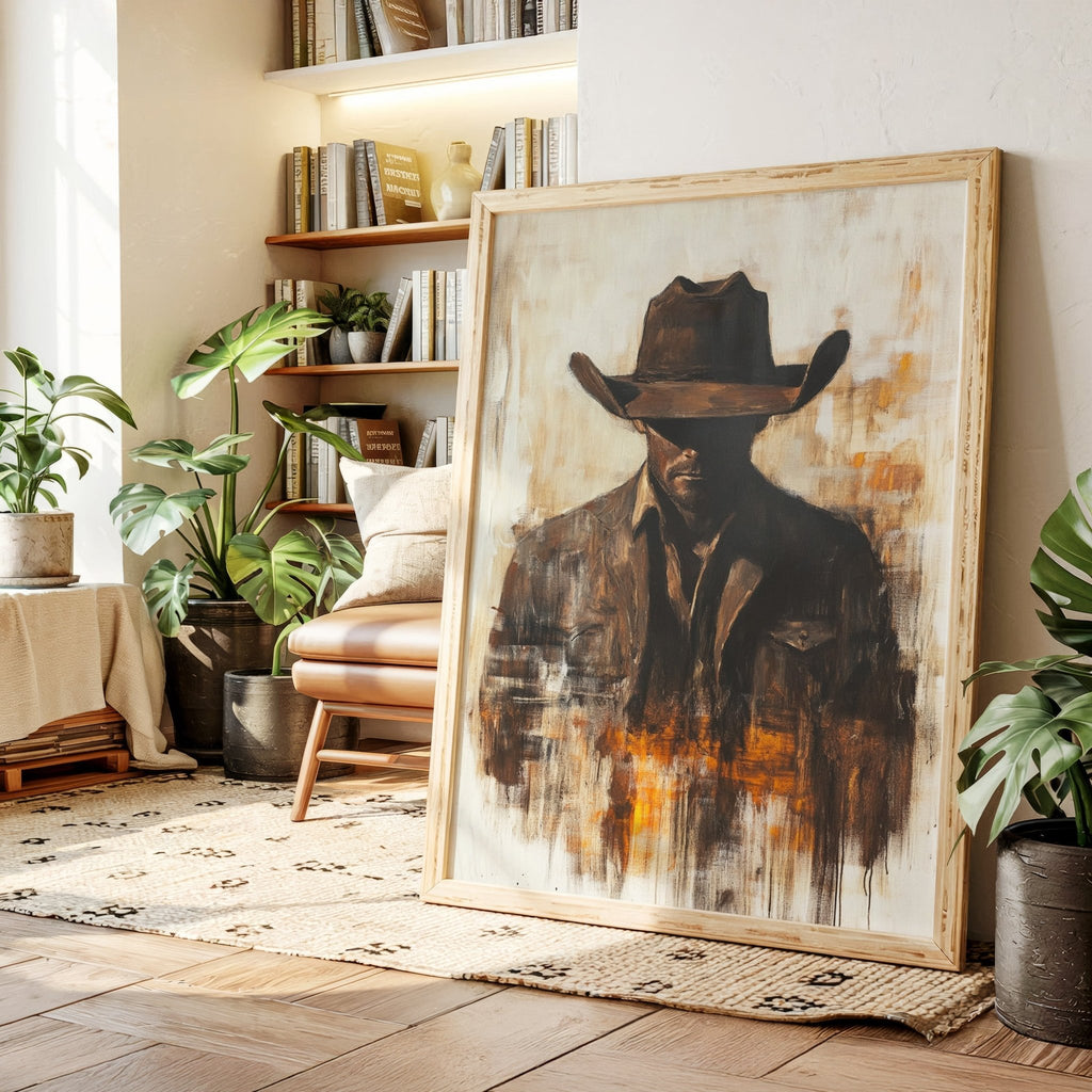 Lone Cowboy in Shadow and Flame - Quarter Circle AK Boutique