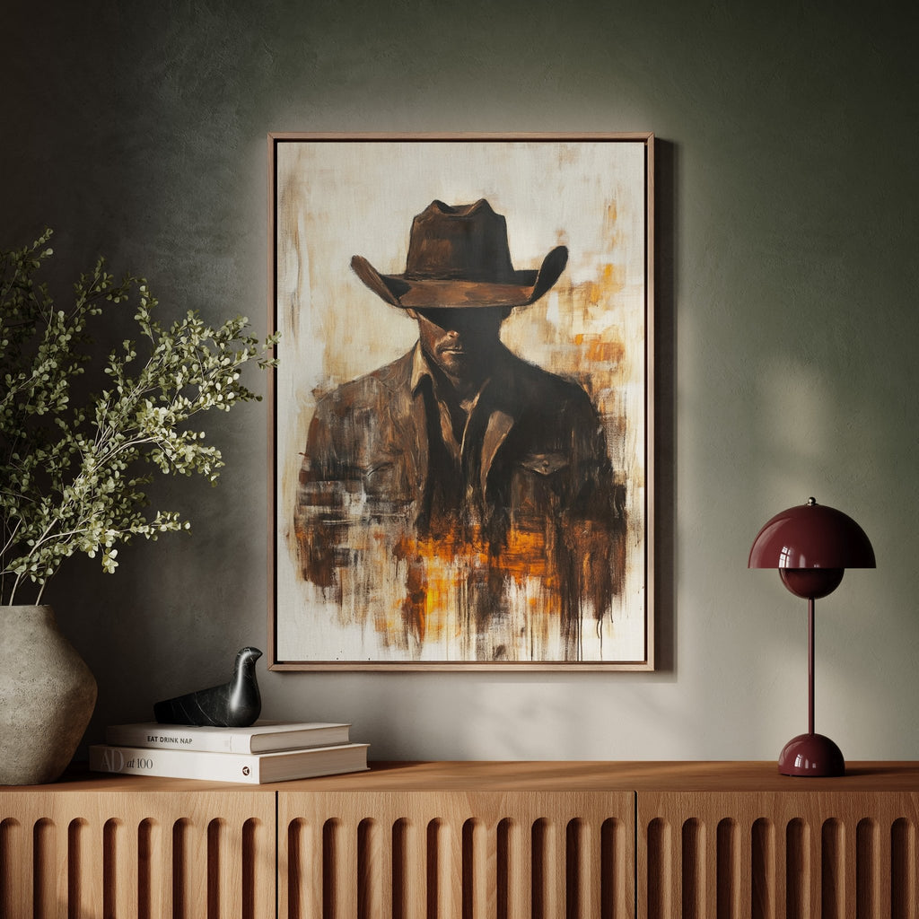Lone Cowboy in Shadow and Flame - Quarter Circle AK Boutique