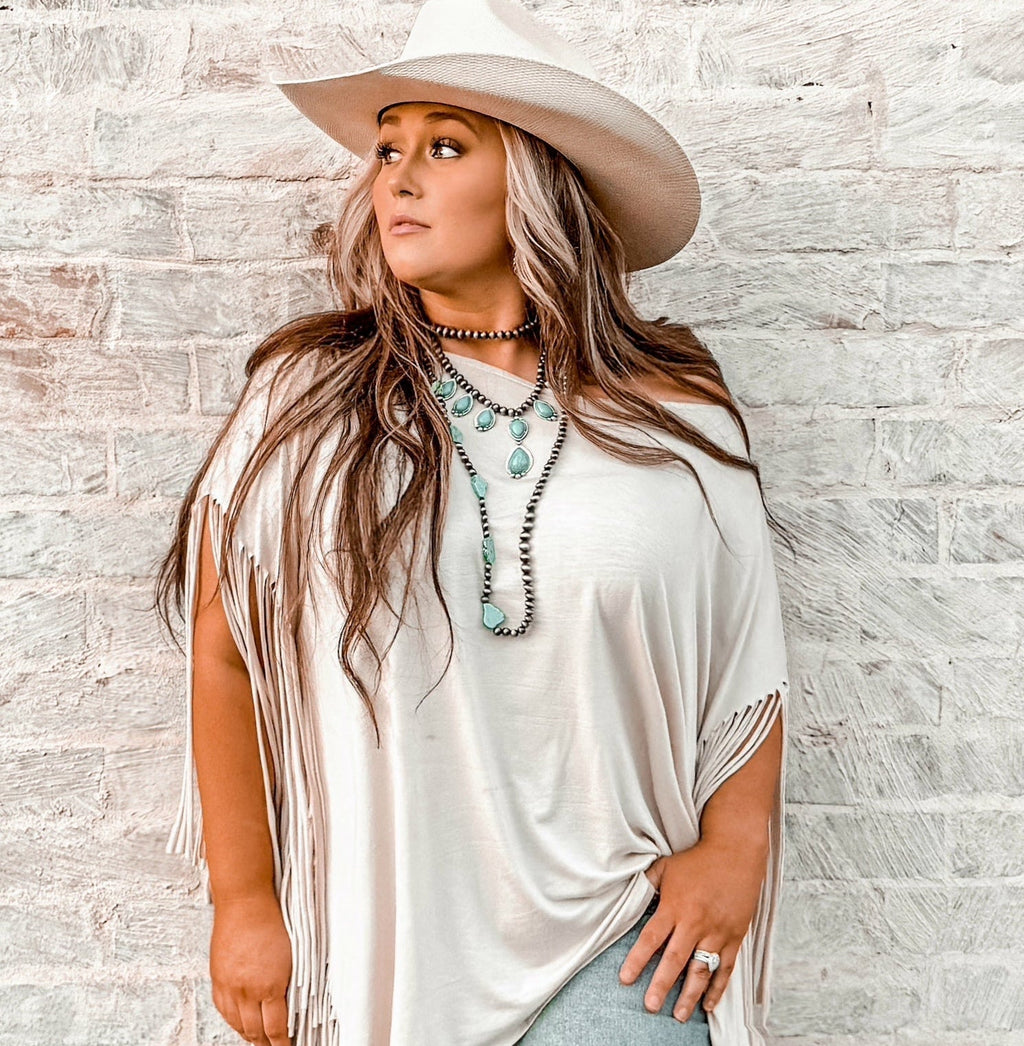 Western Teardrop Faux Turquoise & Sterling Pearl Necklace — 16 Inch Southwestern Pendant