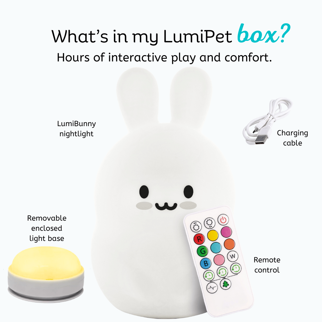 LumiPets® Bunny Night Light for Kids - Silicone Rabbit Nursery Lamp - Quarter Circle AK Boutique