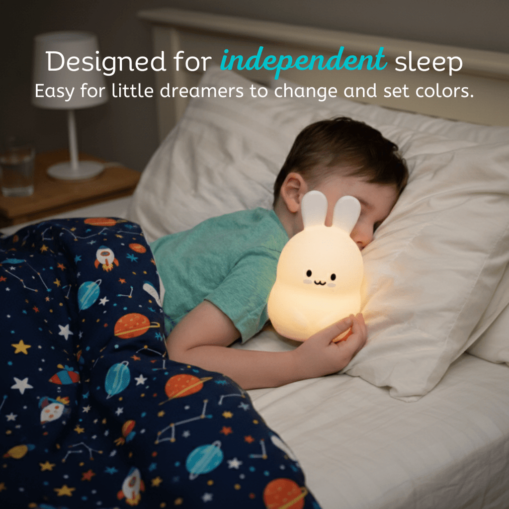 LumiPets® Bunny Night Light for Kids - Silicone Rabbit Nursery Lamp - Quarter Circle AK Boutique