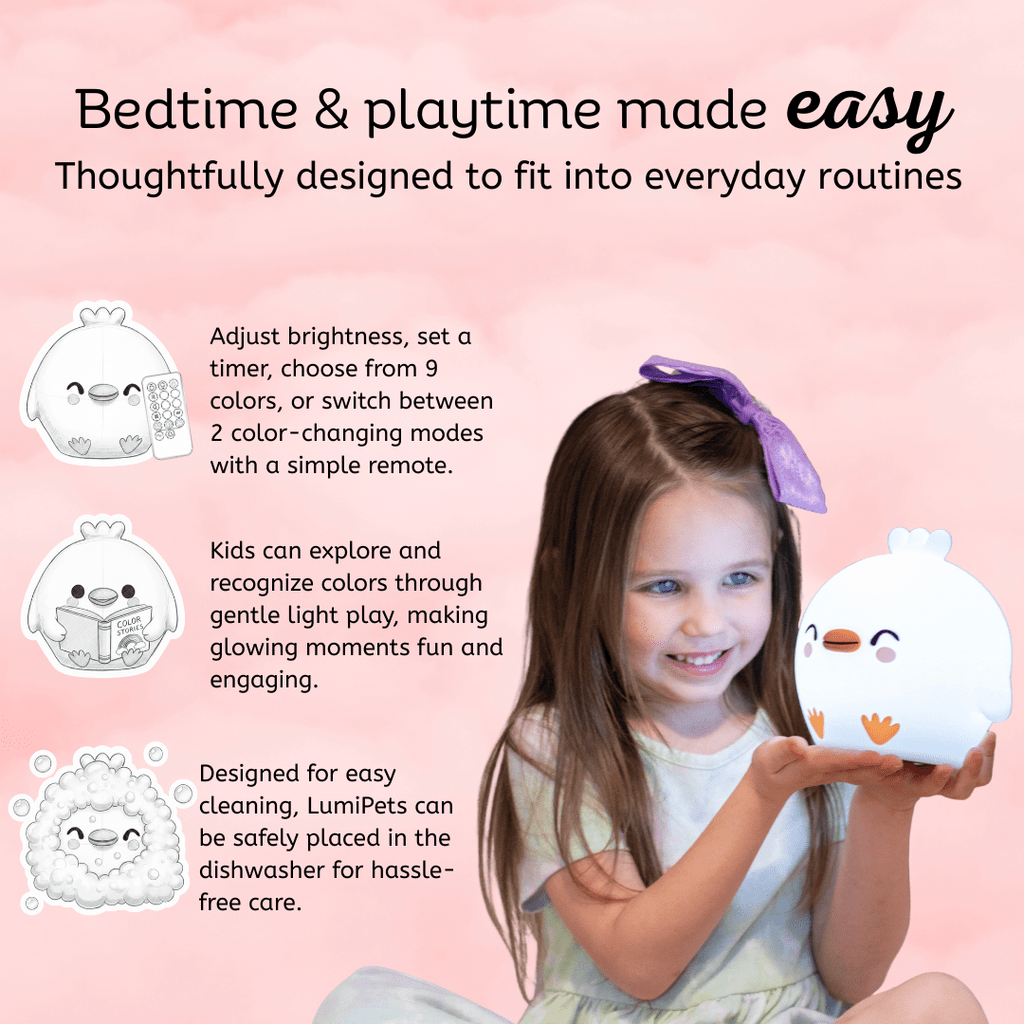 LumiPets® Clara the Chicken- Children's Touch Night Light - Quarter Circle AK Boutique