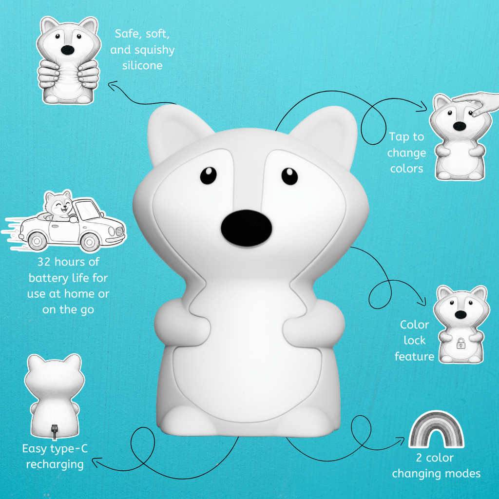 LumiPets® Felix the Fox- Children's Touch Night Light Junior - Quarter Circle AK Boutique