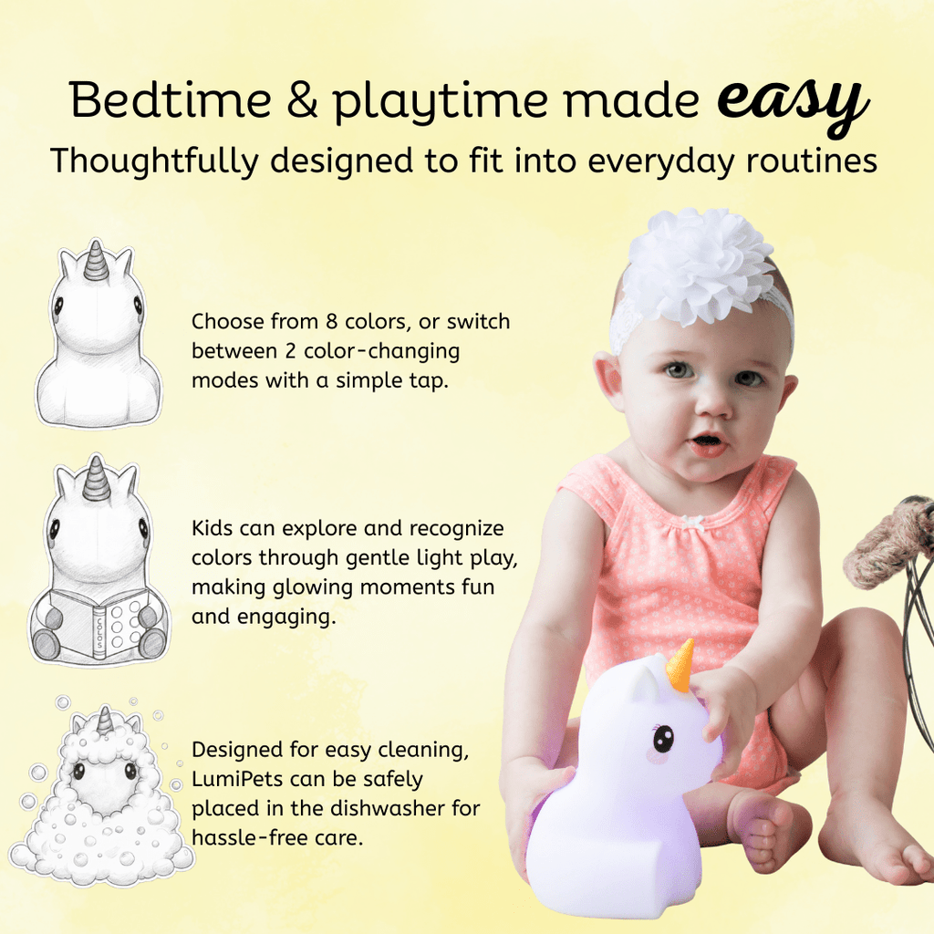LumiPets® Junior Unicorn - Children's Nursery Touch Night Light - Quarter Circle AK Boutique