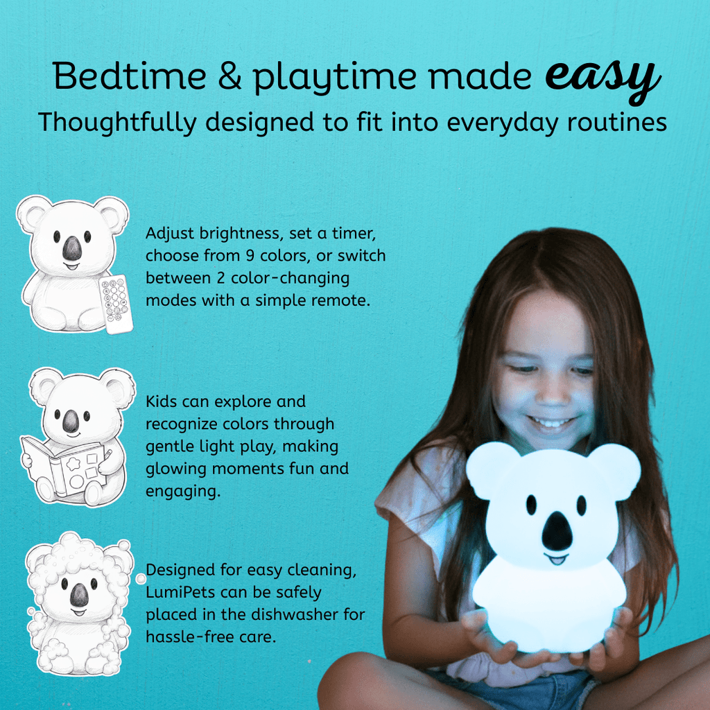 LumiPets® Keith the Koala- Children's Touch Night Light - Quarter Circle AK Boutique