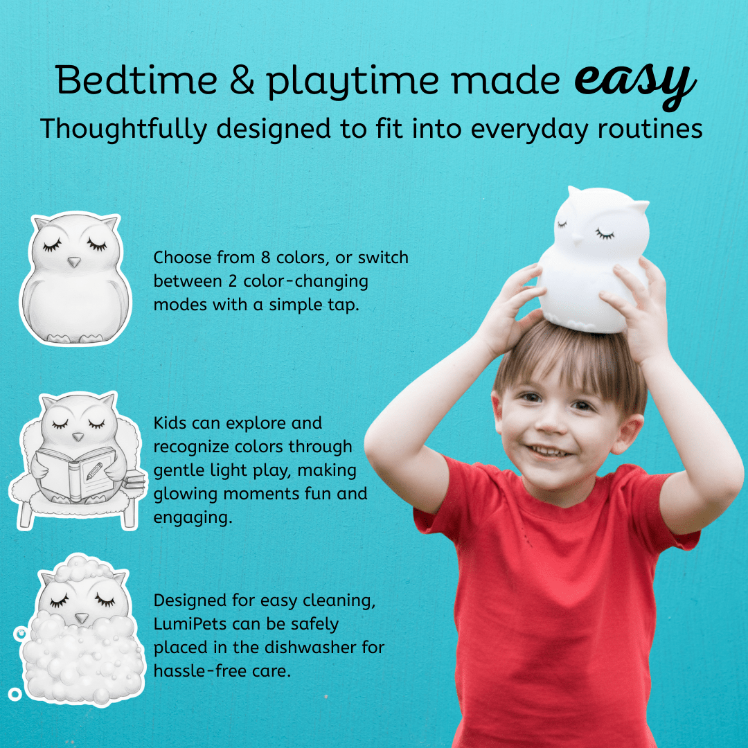 LumiPets® Owen the Owl- Children's Touch Night Light Junior - Quarter Circle AK Boutique