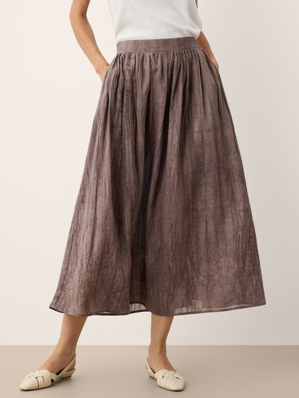 Lyocell Textured Pleated Waist Skirt ROSAMUND - Quarter Circle AK Boutique