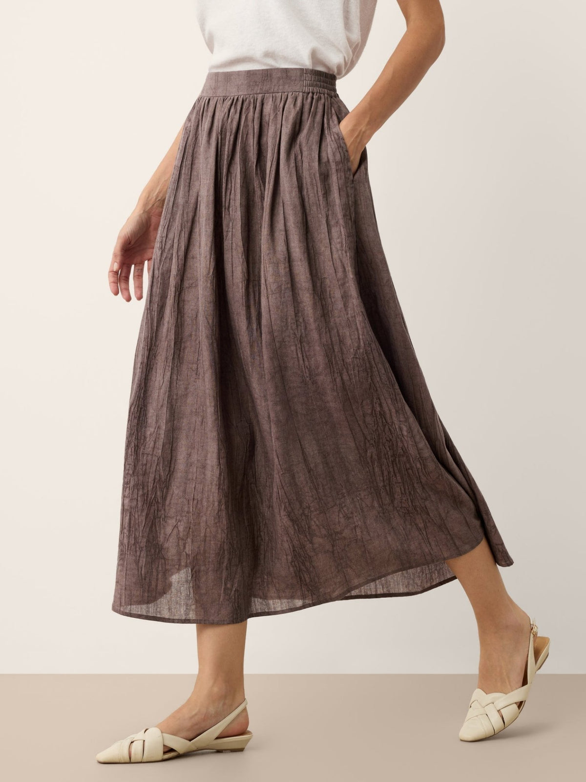 Lyocell Textured Pleated Waist Skirt ROSAMUND - Quarter Circle AK Boutique