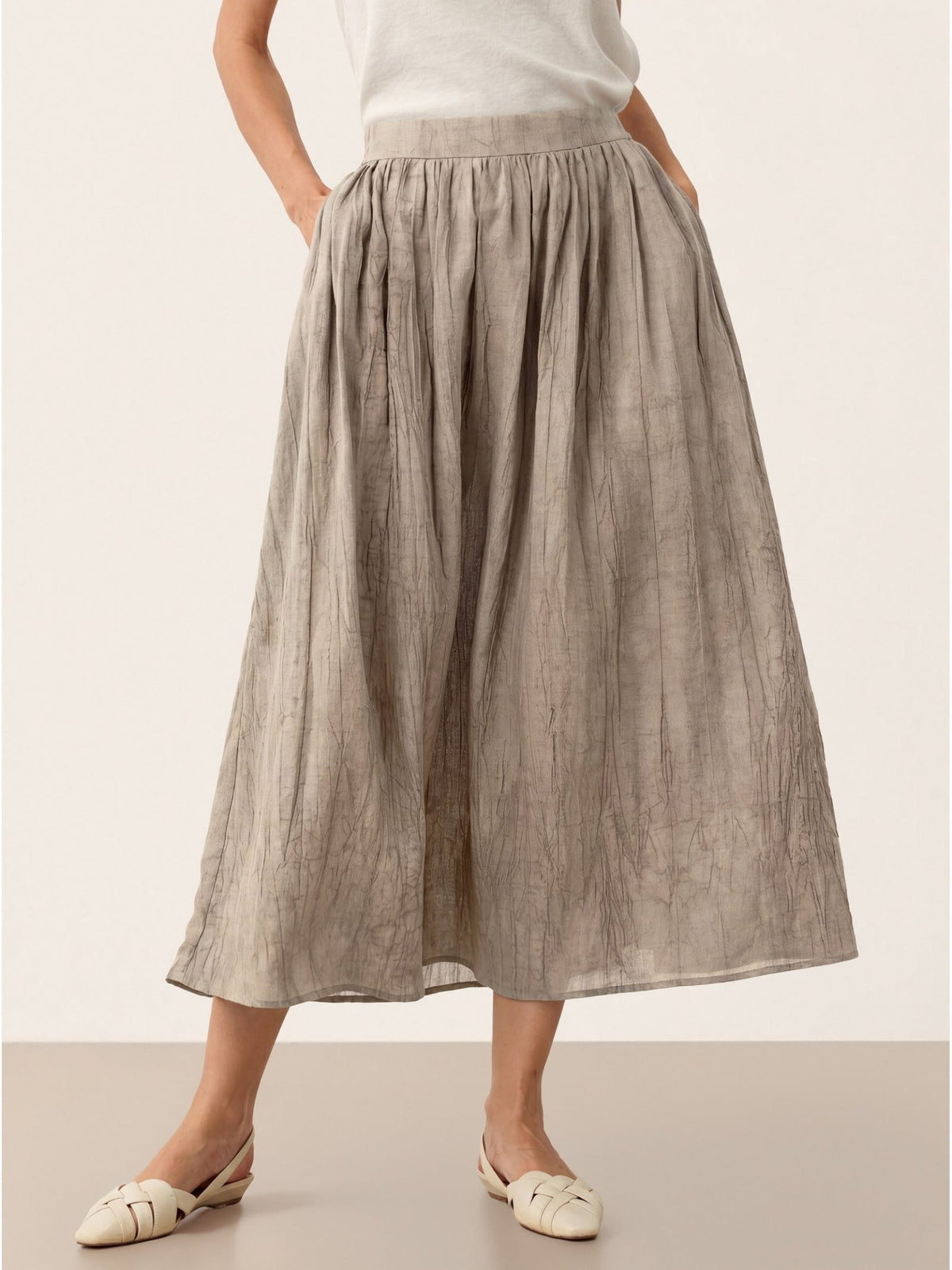 Lyocell Textured Pleated Waist Skirt ROSAMUND - Quarter Circle AK Boutique