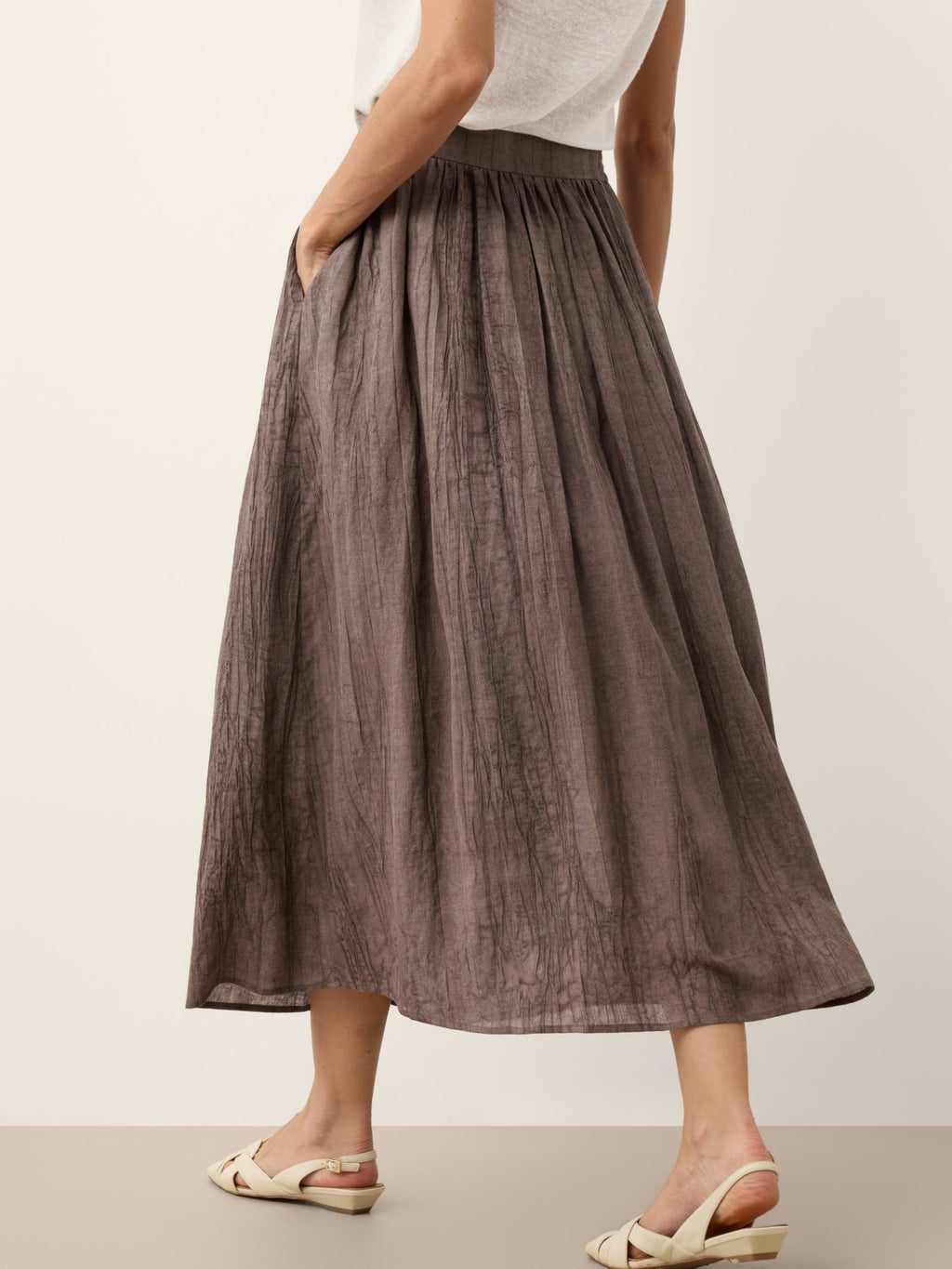 Lyocell Textured Pleated Waist Skirt ROSAMUND - Quarter Circle AK Boutique