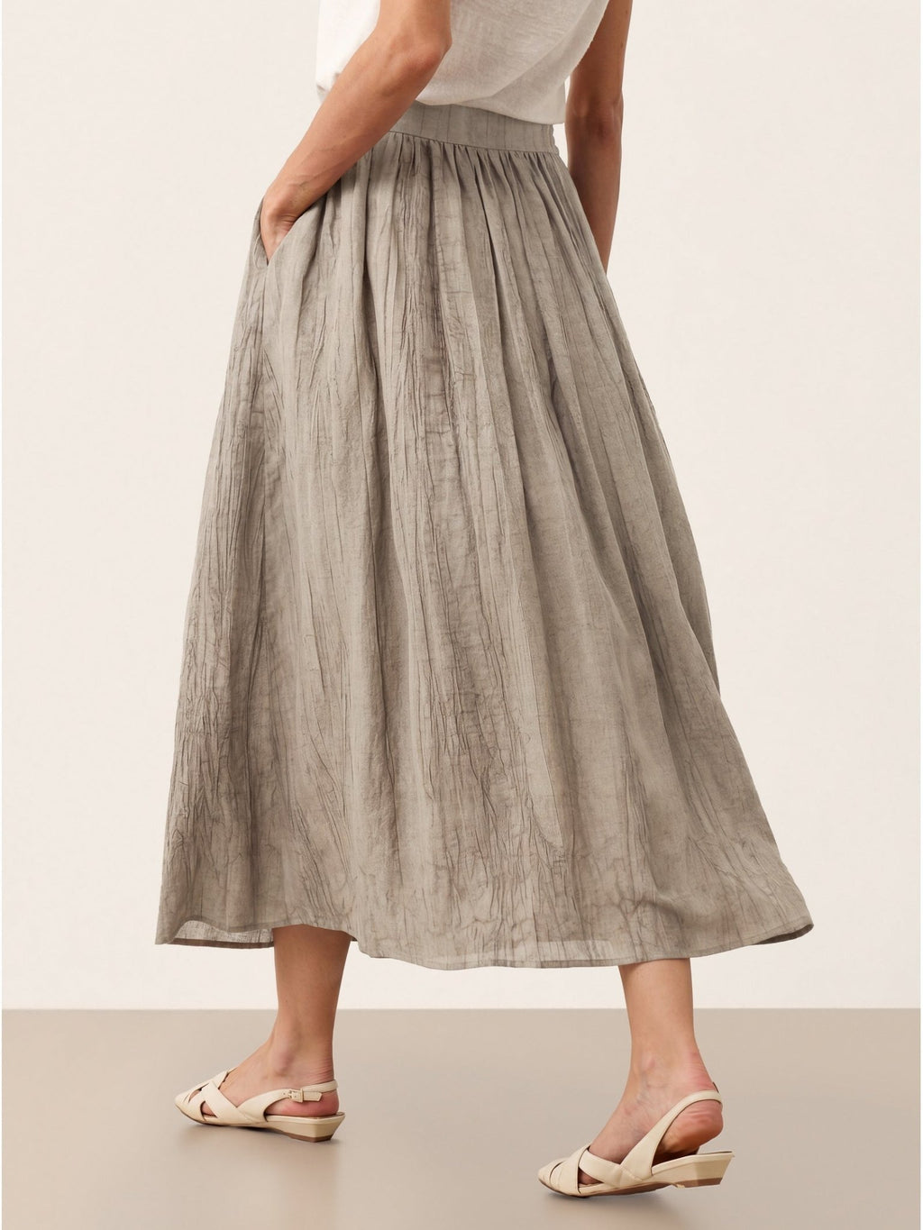 Lyocell Textured Pleated Waist Skirt ROSAMUND - Quarter Circle AK Boutique