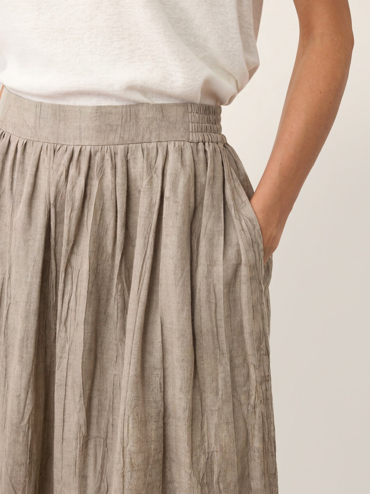 Lyocell Textured Pleated Waist Skirt ROSAMUND - Quarter Circle AK Boutique