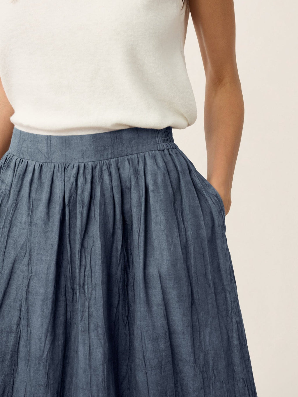 Lyocell Textured Pleated Waist Skirt ROSAMUND - Quarter Circle AK Boutique