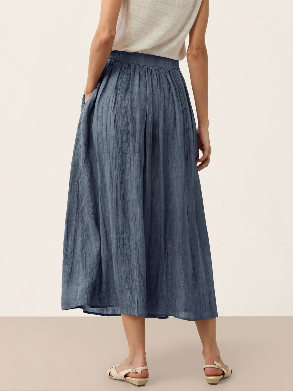 Lyocell Textured Pleated Waist Skirt ROSAMUND - Quarter Circle AK Boutique