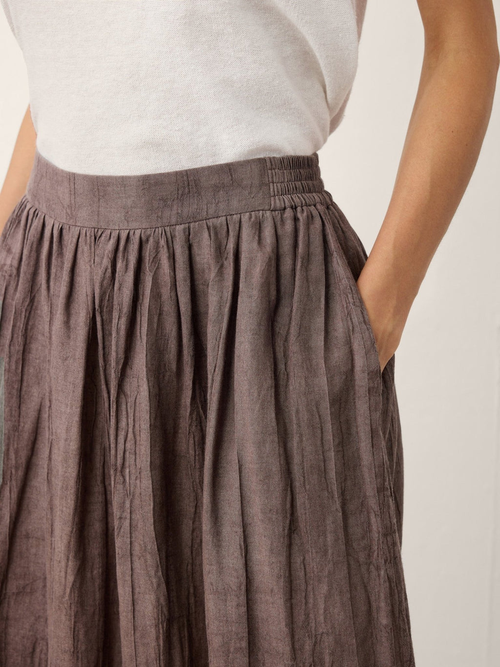 Lyocell Textured Pleated Waist Skirt ROSAMUND - Quarter Circle AK Boutique