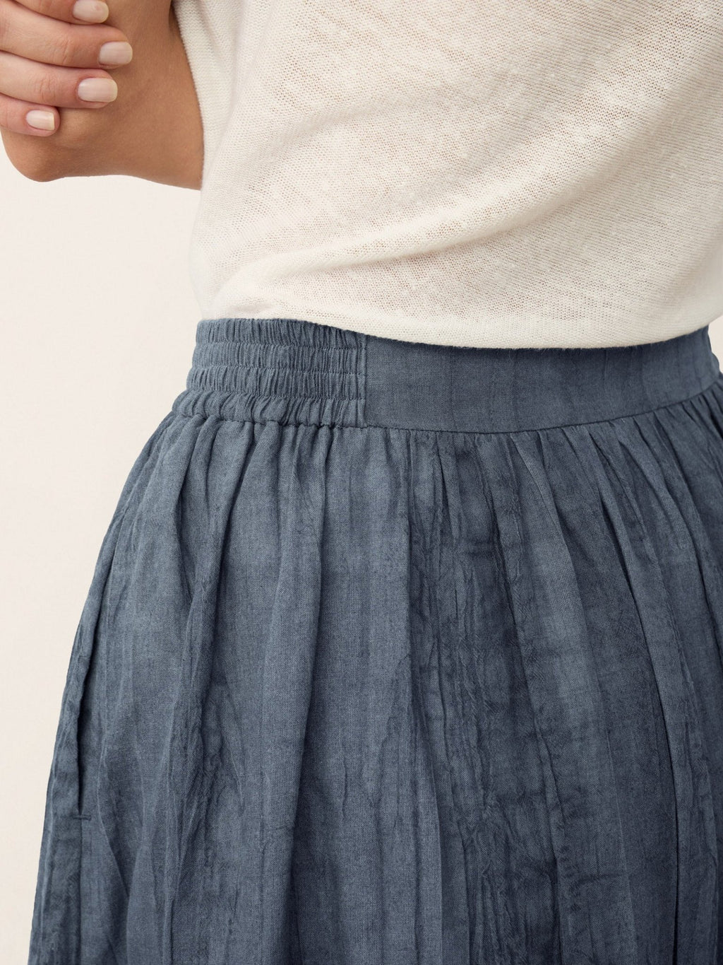 Lyocell Textured Pleated Waist Skirt ROSAMUND - Quarter Circle AK Boutique