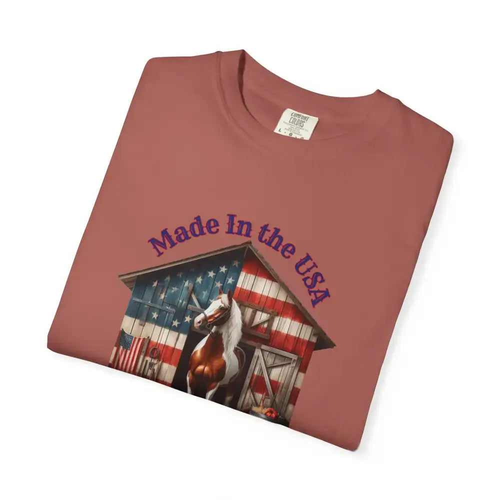 Horse Graphic T-Shirt, USA Patriotic Tee for Horse Lovers