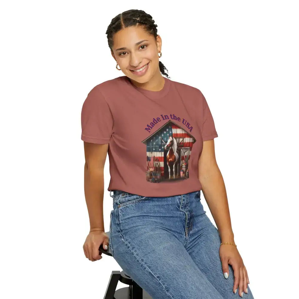 Horse Graphic T-Shirt, USA Patriotic Tee for Horse Lovers