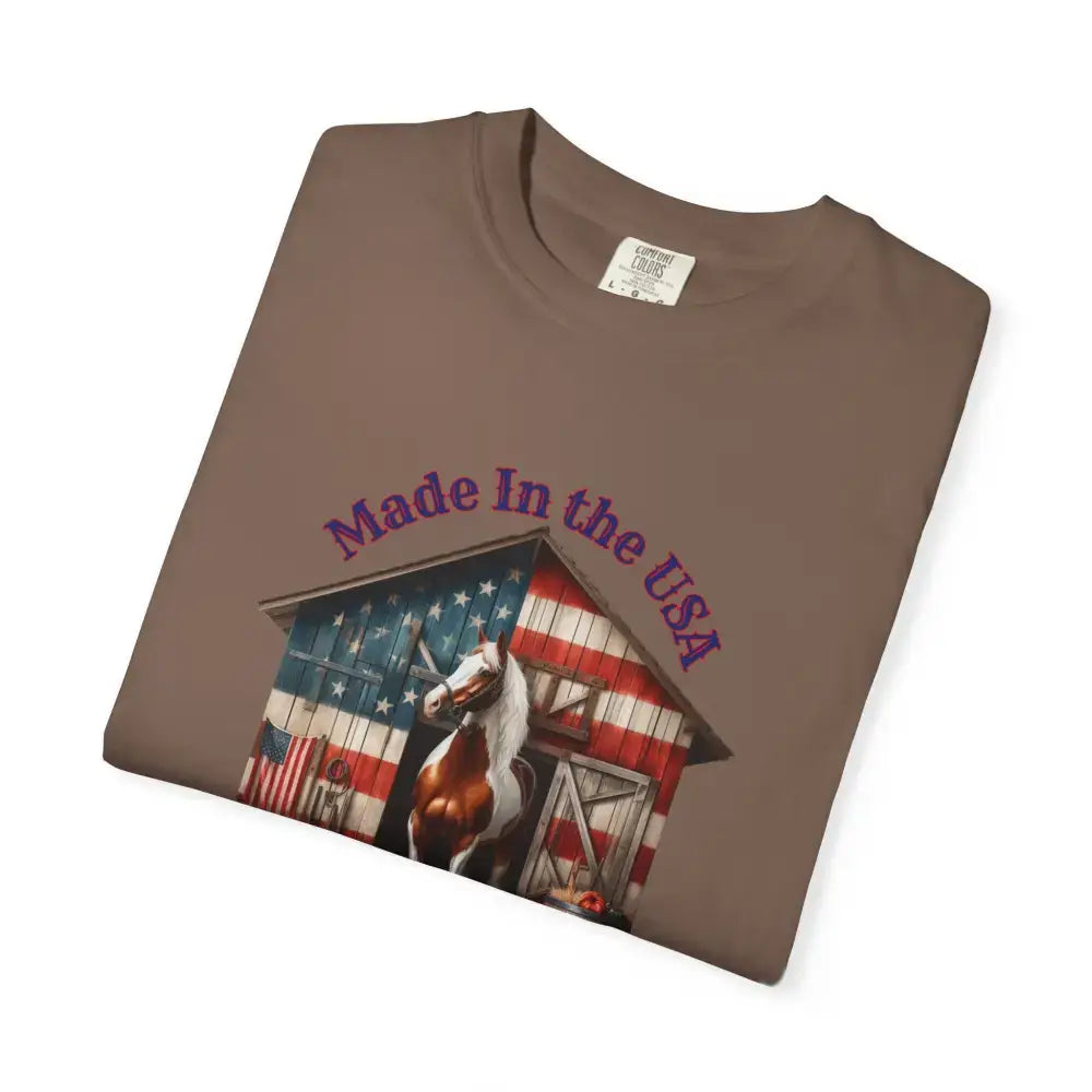 Horse Graphic T-Shirt, USA Patriotic Tee for Horse Lovers
