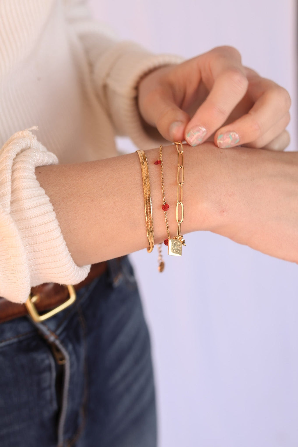 Madison Bracelet in Red - Quarter Circle AK Boutique