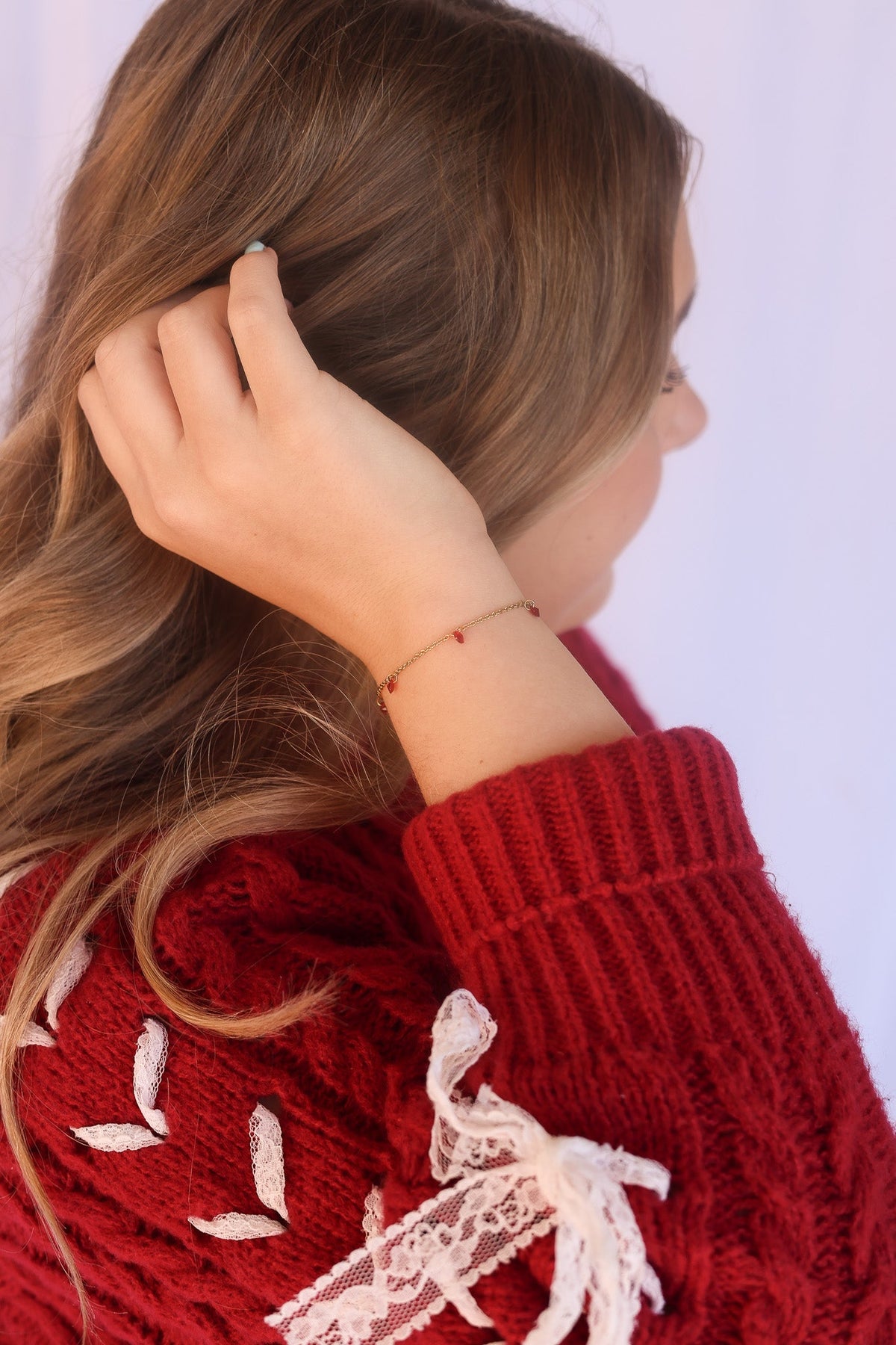 Madison Bracelet in Red - Quarter Circle AK Boutique