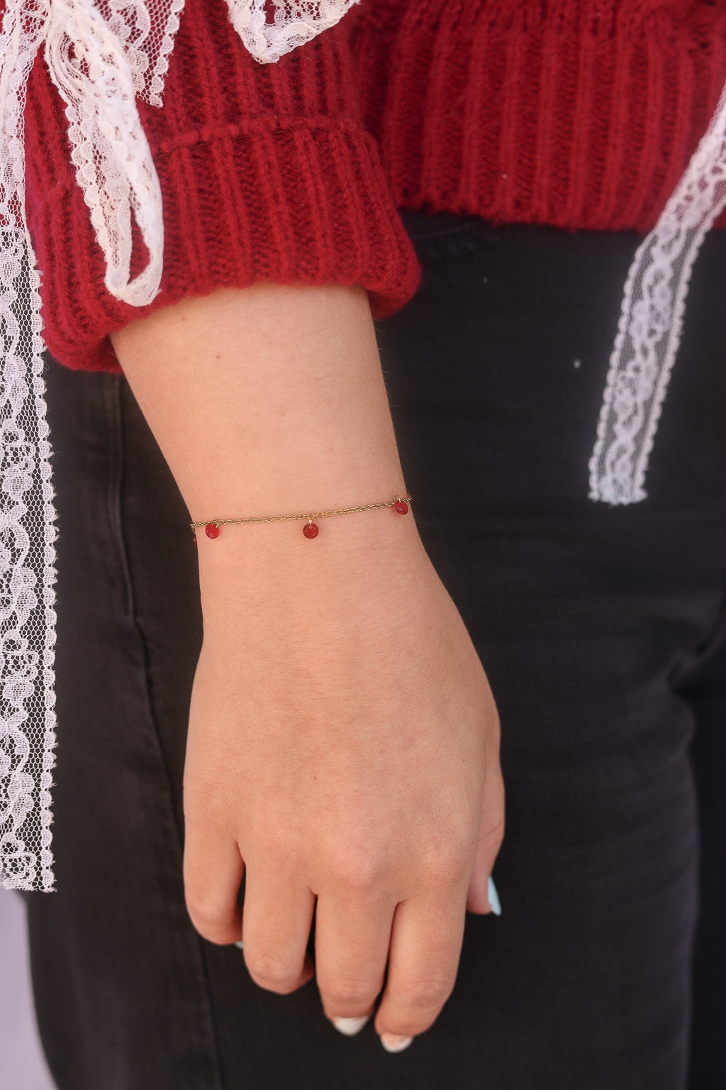 Madison Bracelet in Red - Quarter Circle AK Boutique
