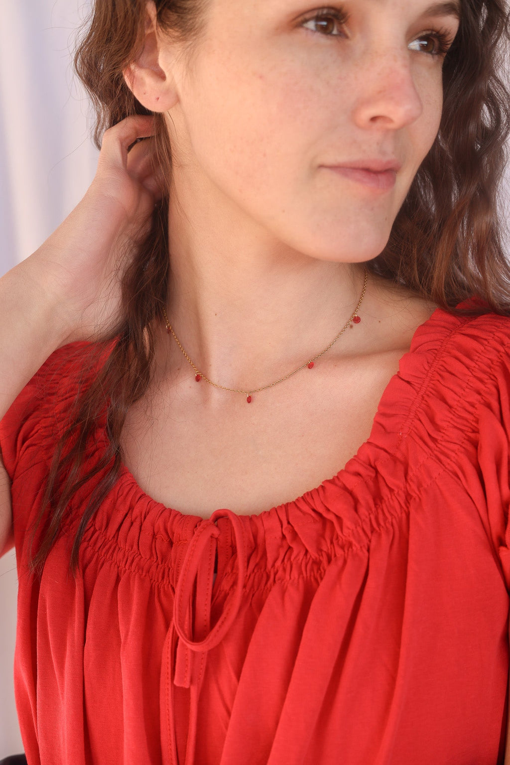 Madison Necklace in Red - Quarter Circle AK Boutique