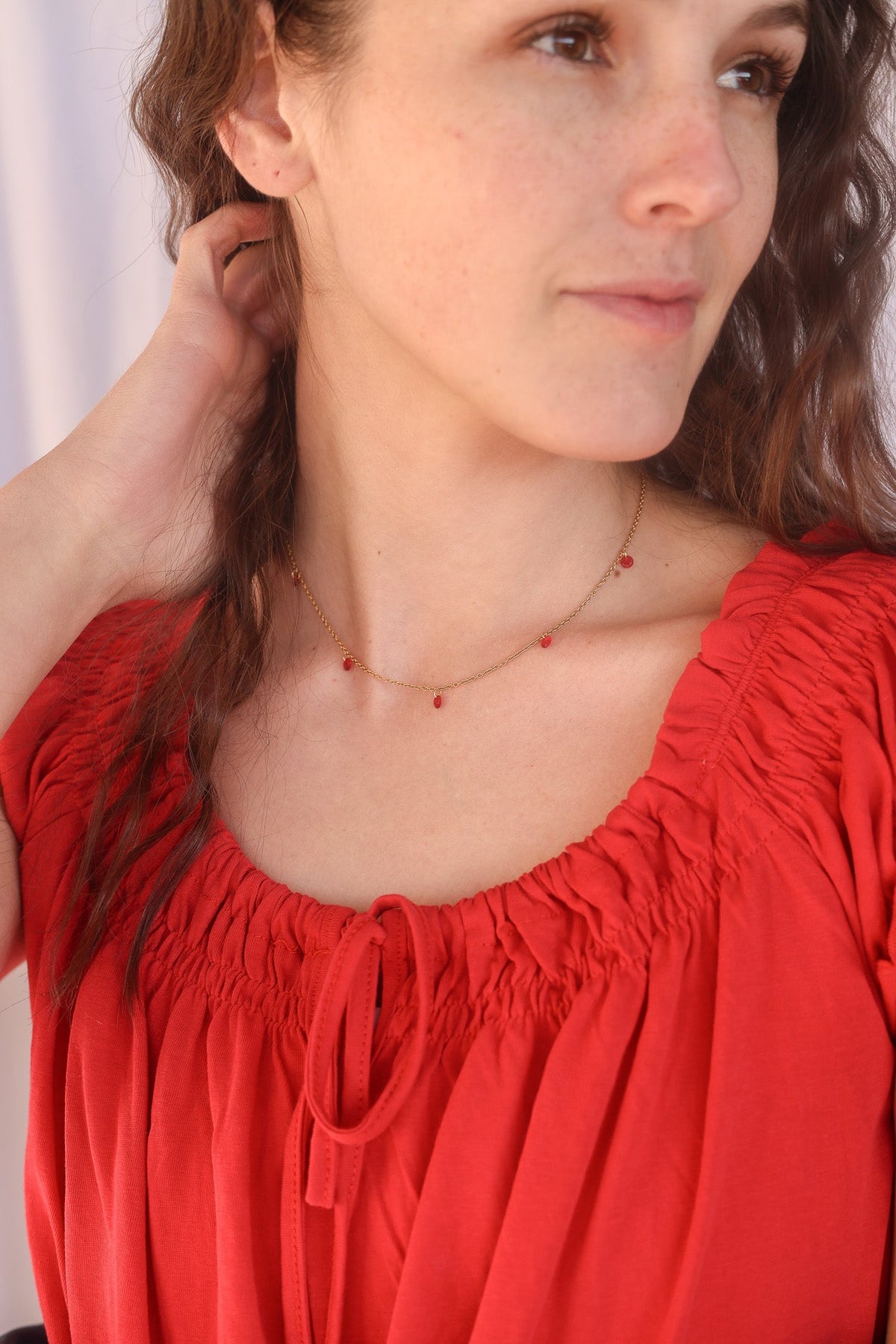 Madison Necklace in Red - Quarter Circle AK Boutique