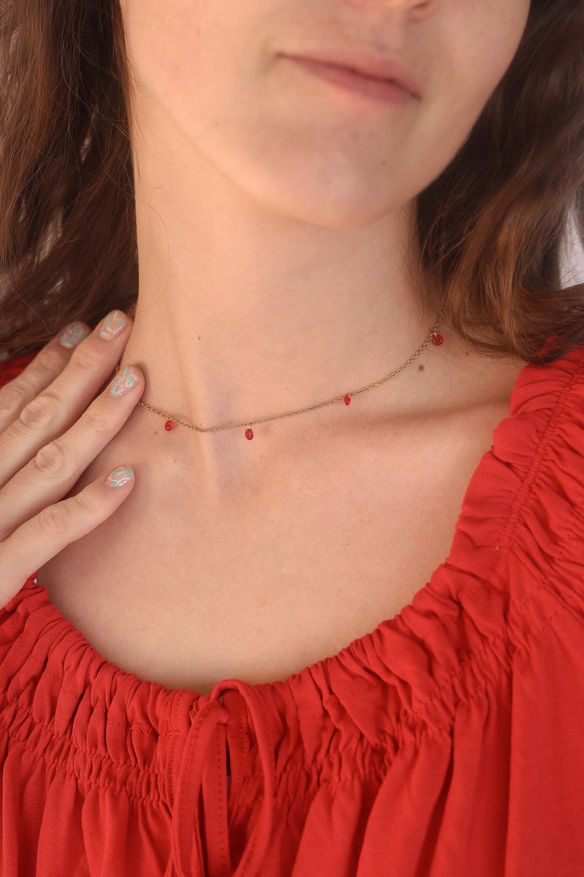 Madison Necklace in Red - Quarter Circle AK Boutique