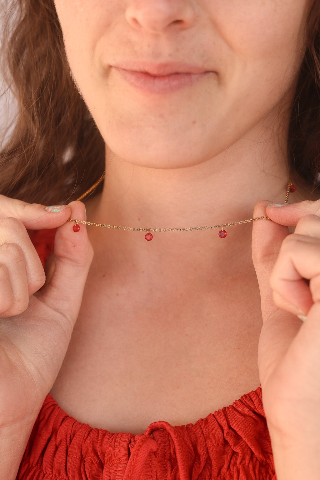 Madison Necklace in Red - Quarter Circle AK Boutique