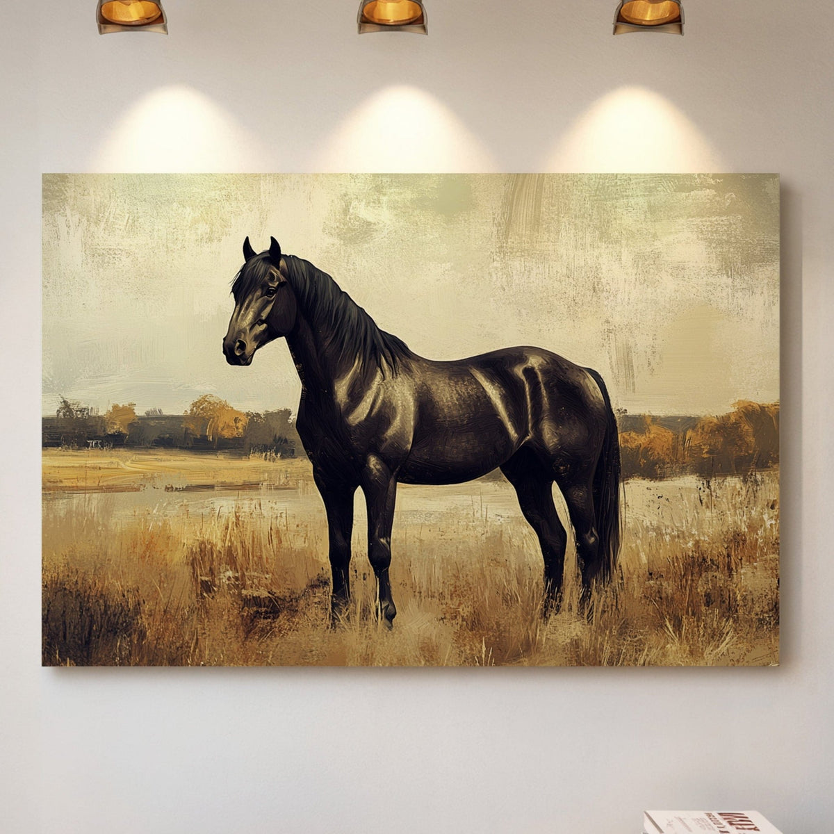Majestic Black Stallion – Rustic Western Horse Wall Art Print - Quarter Circle AK Boutique