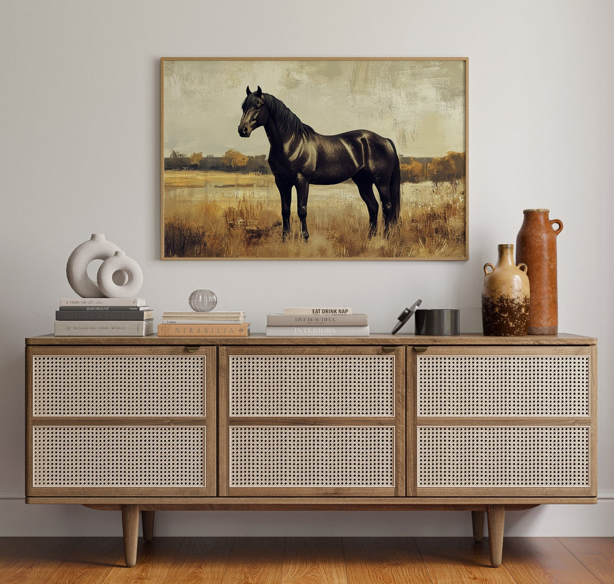 Majestic Black Stallion – Rustic Western Horse Wall Art Print - Quarter Circle AK Boutique