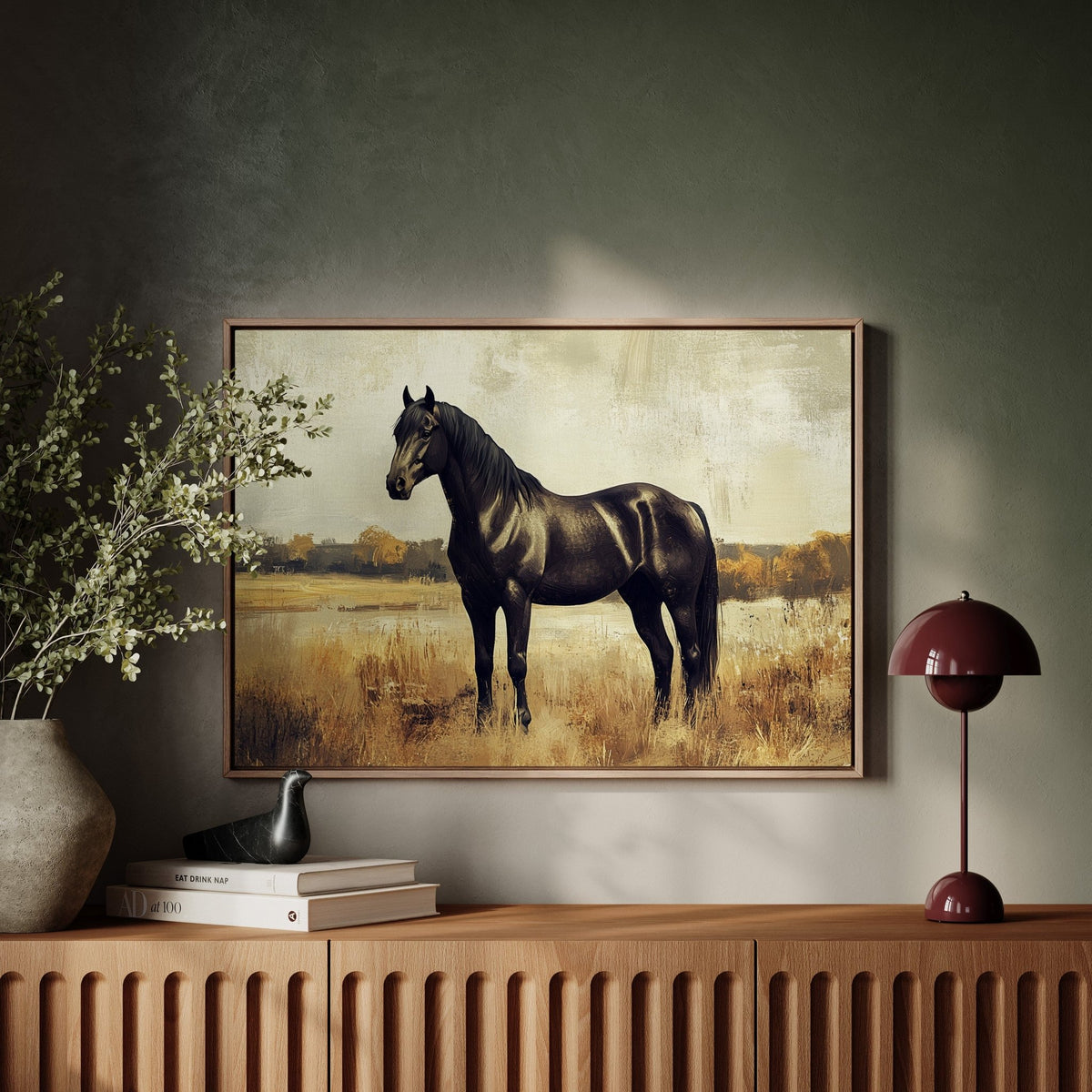 Majestic Black Stallion – Rustic Western Horse Wall Art Print - Quarter Circle AK Boutique