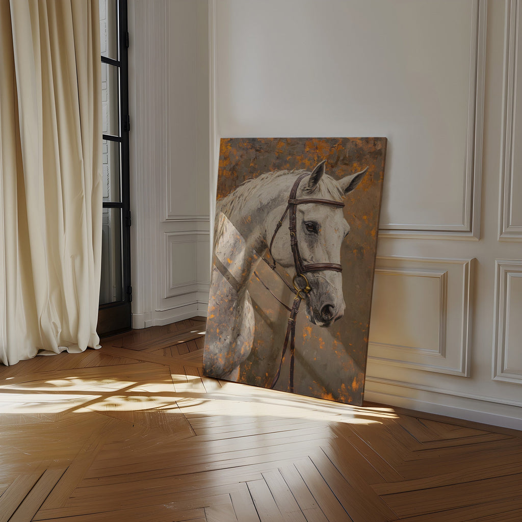 Majestic White Horse Portrait – Western Equestrian Wall Art - Quarter Circle AK Boutique