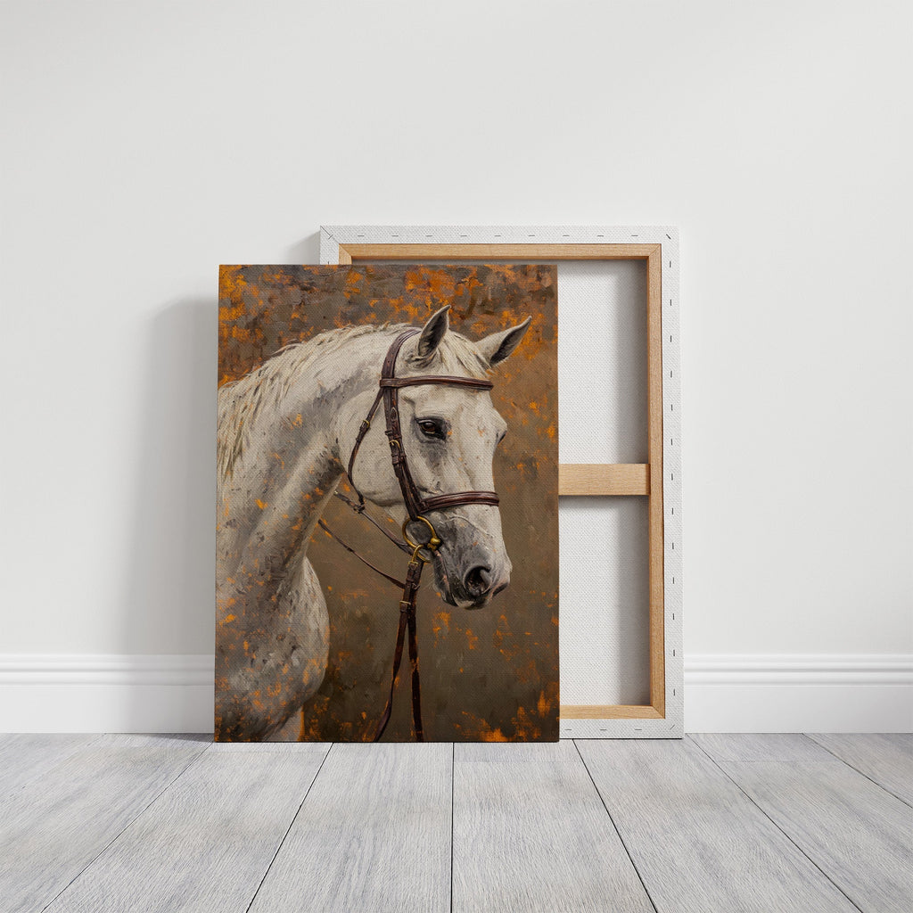 Majestic White Horse Portrait – Western Equestrian Wall Art - Quarter Circle AK Boutique