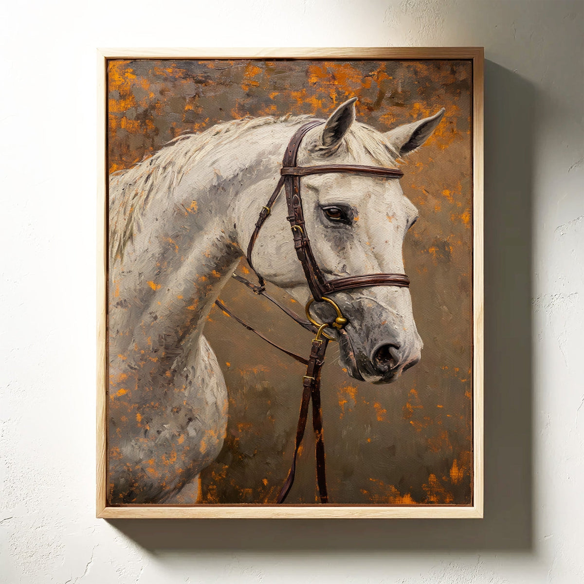 Majestic White Horse Portrait – Western Equestrian Wall Art - Quarter Circle AK Boutique