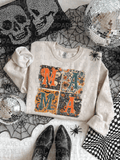 Mama retro FAN FAV spooky block sweatshirt & tee skulls, bats, ghost spooky fun - Quarter Circle AK Boutique