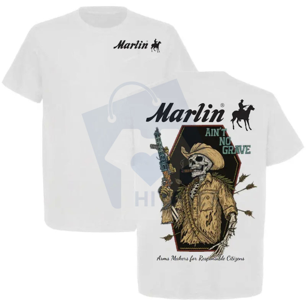 Marlin Ain’t No Grave Cowboy T-Shirt – Skeleton Gunman Vintage Western Graphic Tee - Quarter Circle AK Boutique