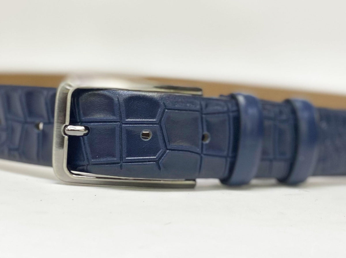 Maurice Crocodile Leather Belt - Navy - Quarter Circle AK Boutique