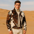Men's Western Cowhide Jacket – Hair-On Pony Hide with Bold Cow Print - Quarter Circle AK Boutique