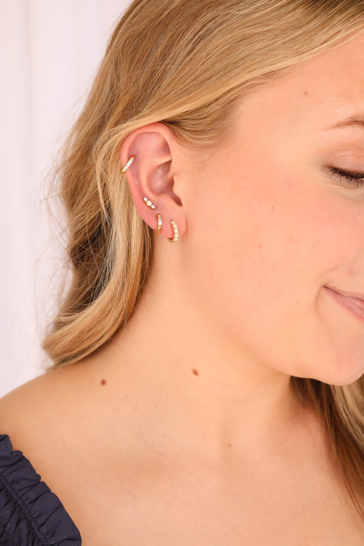 Micro Opal Hoop - Quarter Circle AK Boutique