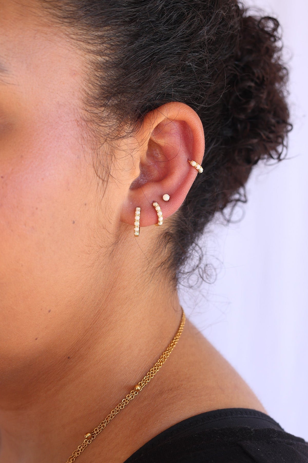 Micro Opal Hoop - Quarter Circle AK Boutique