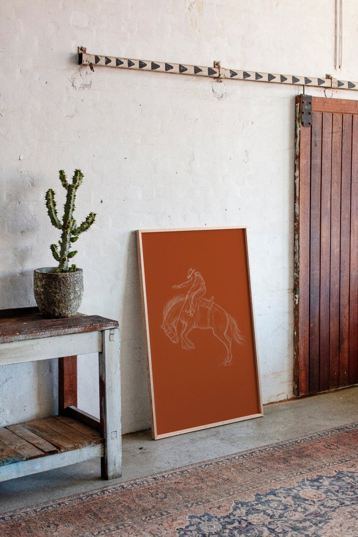 Minimalist Bronco Rider Sketch - Quarter Circle AK Boutique