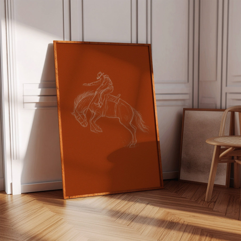 Minimalist Bronco Rider Sketch - Quarter Circle AK Boutique