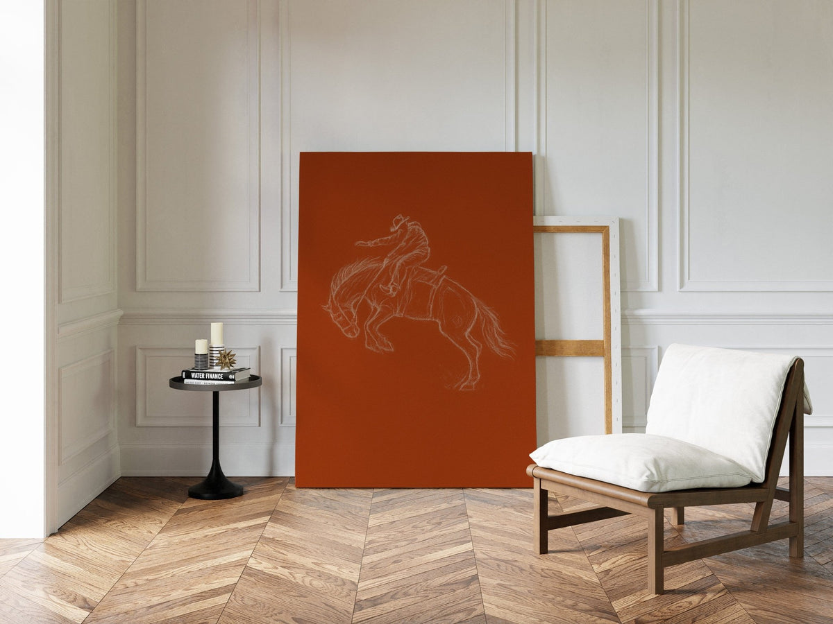 Minimalist Bronco Rider Sketch - Quarter Circle AK Boutique