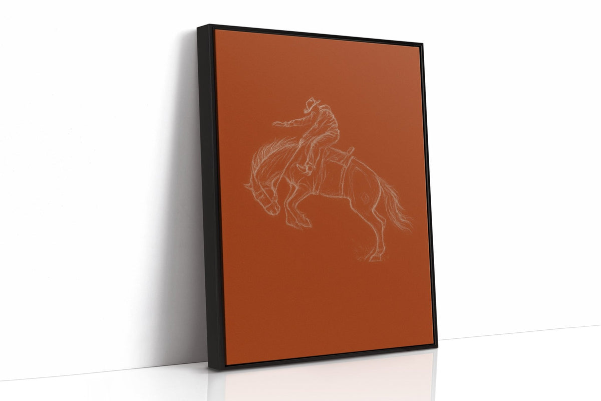 Minimalist Bronco Rider Sketch - Quarter Circle AK Boutique