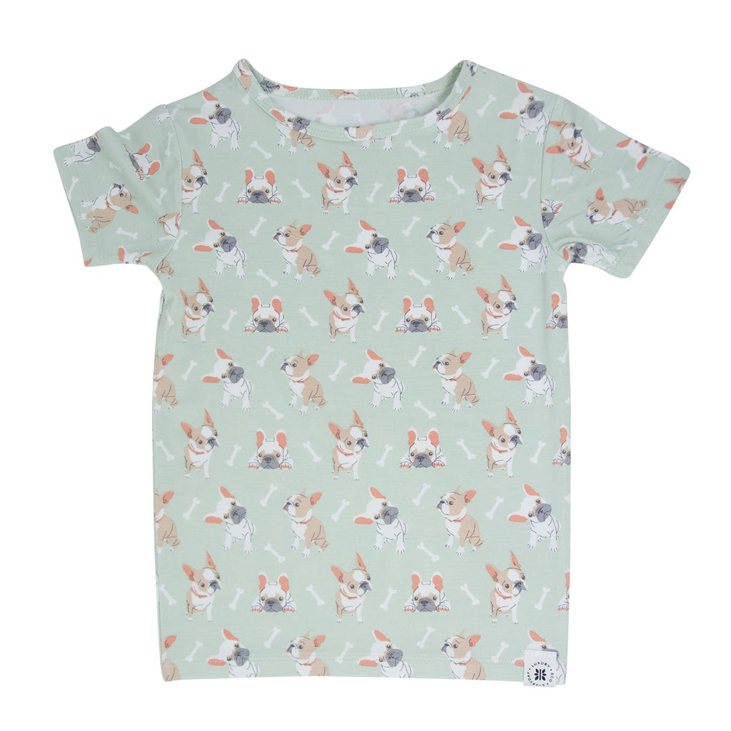 Mint Frenchie Puppy Summer Pajama Set - Quarter Circle AK Boutique