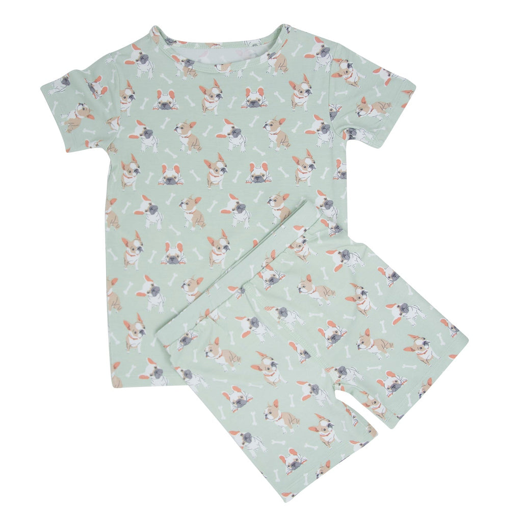 Mint Frenchie Puppy Summer Pajama Set - Quarter Circle AK Boutique